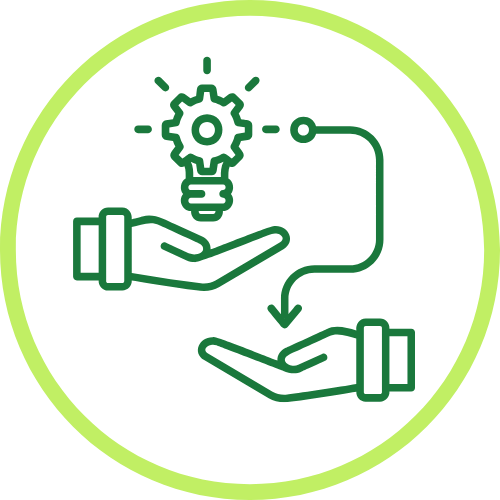 Green footprint symbol with "CO2" text, enclosed in a yellow circle.